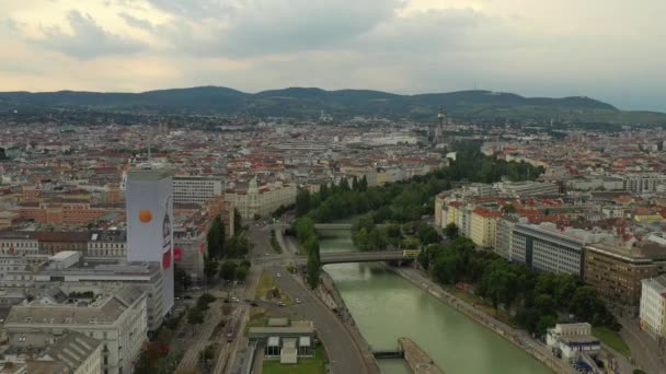 Vienna Cityscape Day Time Central Streets Aerial Panorama Áustria — Vídeo de Stock