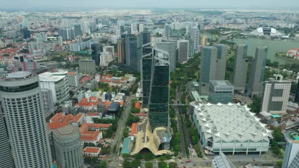 Singapore Aerial Topdown Cityscape Panorama Footage — Stock Video