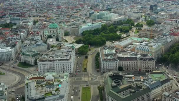 ウィーンの街並み昼間の中心街空中パノラマ Austria — ストック動画