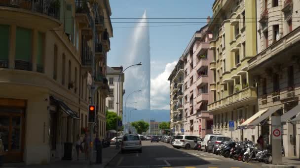 День Кадрів Женевського Міського Руху Повільна Панорама Швейцарія — стокове відео