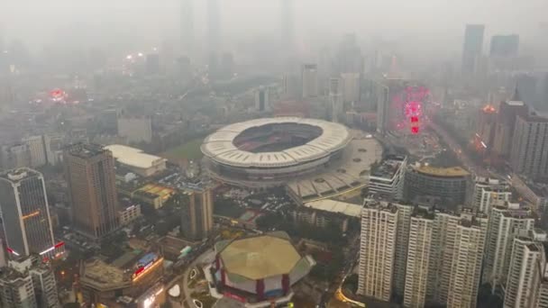 长沙市阳光明媚的日子著名的市中心海湾空中穿越全景4K中国 — 图库视频影像