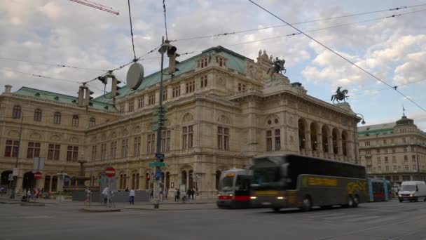 Vienna City Sunny Day Crowded Traffic Panorama Austria — Stock Video