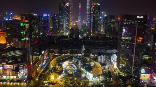 Νύχτα Guangzhou Βιομηχανική Cityscape Εναέρια Πανόραμα Timelapse Βίντεο Κίνα — Αρχείο Βίντεο