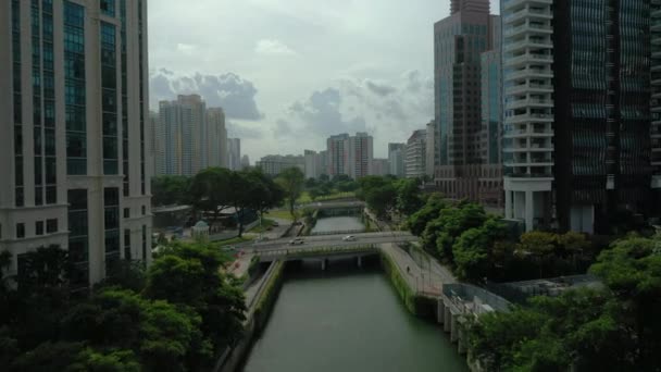 Singapore Городской Рынок Китая Воздушный Сверху Вниз Трафик Панорама — стоковое видео