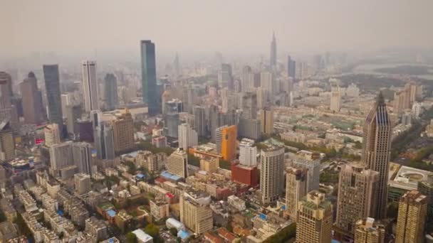 Vuelo Día Sobre Panorama Aéreo Ciudad Nanjing Imágenes — Vídeos de Stock