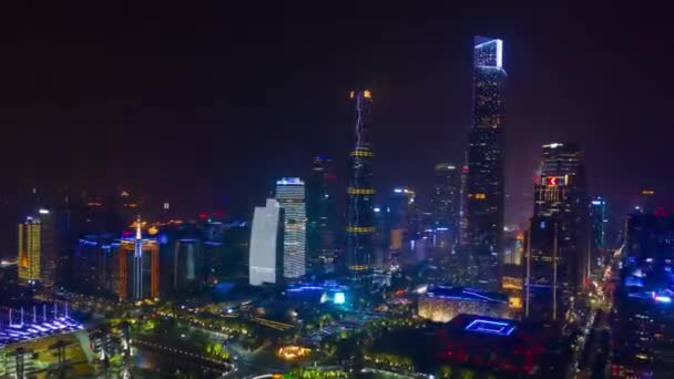 Nocny Czas Guangzhou Przemysłowy Krajobraz Panorama Lotnicza Timelapse Materiały Chiny — Wideo stockowe