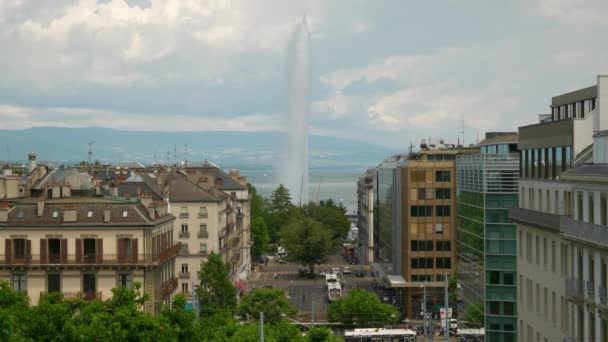 Denní Čas Záběry Ženevské Městské Dopravní Panorama Švýcarsko — Stock video