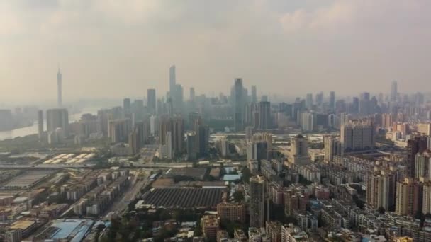 Día Hora Guangzhou Paisaje Urbano Industrial Panorama Aéreo Timelapse Metraje — Vídeos de Stock