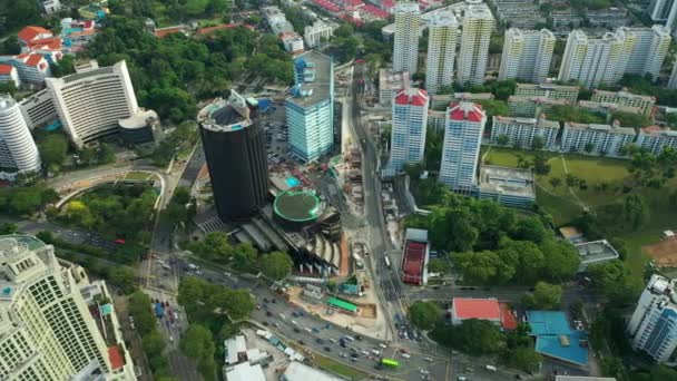 シンガポールの空中トップダウン都市景観パノラマ4K映像 — ストック動画