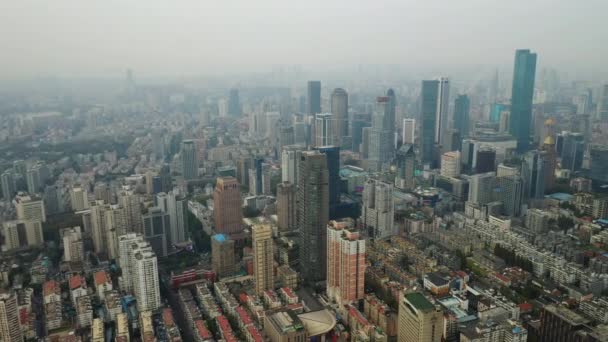 Vuelo Día Sobre Panorama Aéreo Ciudad Nanjing Imágenes — Vídeos de Stock