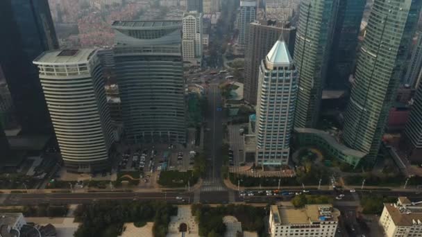 Dag Qingdao Stad Centrum Luchtfoto Panorama Porselein — Stockvideo