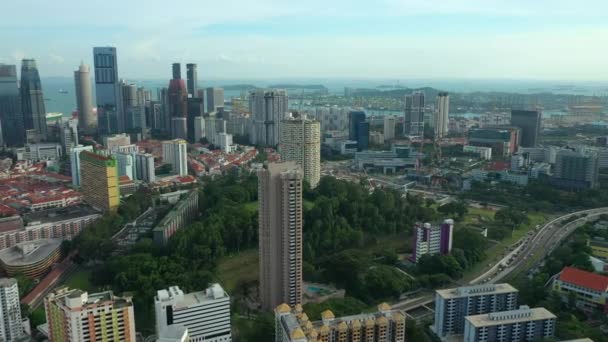 Singapura Paisagem Urbana Aérea Panorâmica Imagens — Vídeo de Stock