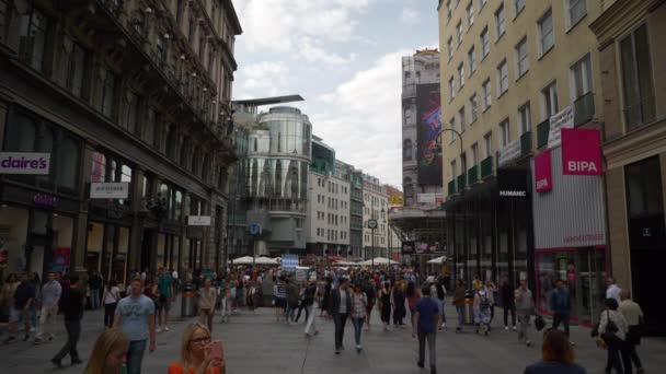 Vienna Ciudad Soleada Día Lleno Tráfico Panorámico Cámara Lenta Austria — Vídeo de stock