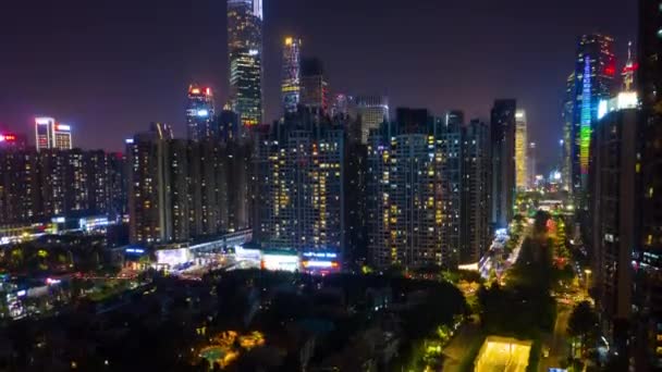 Éjszakai Guangzhou Ipari Városkép Légi Panoráma Timelapse Felvételek Kínai — Stock videók