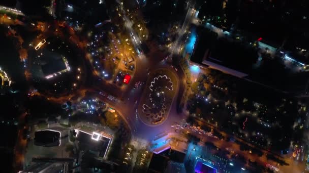 Nocny Lot Nad Nanjing Miasta Ruchu Panorama Powietrza Materiał — Wideo stockowe