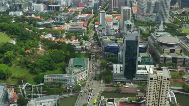 Singapore Aerial Topdown Cityscape Panorama Beeldmateriaal — Stockvideo