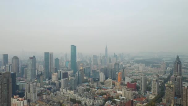 Vuelo Día Sobre Panorama Aéreo Ciudad Nanjing Imágenes — Vídeos de Stock
