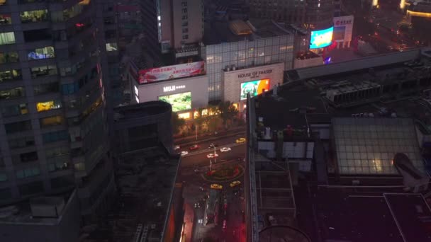 Vol Nuit Dessus Trafic Urbain Nanjing Panorama Aérien Séquences — Video