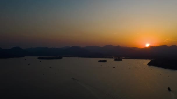 Dag Tid Hangzhou Flodbred Bugt Byggeri Værftet Antenne Panorama Kina – Stock-video
