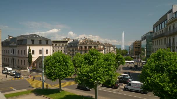 Day Time Footage Geneva City Traffic Panorama Switzerland — Stockvideo