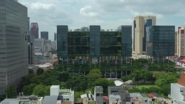 Singapur Aérea Vertical Paisaje Urbano Panorama Material Archivo — Vídeo de stock