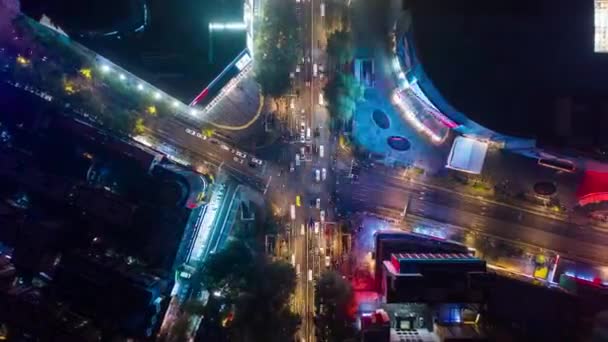 Nattflyg Över Nanjing Stadstrafik Antenn Panorama Timelapse Bilder — Stockvideo