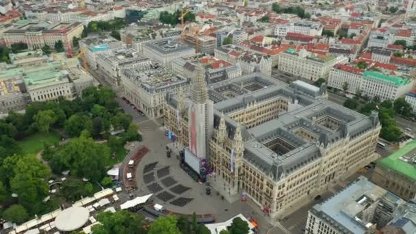 Vienna Cityscape Day Central Streets Εναέρια Πανόραμα Austria — Αρχείο Βίντεο