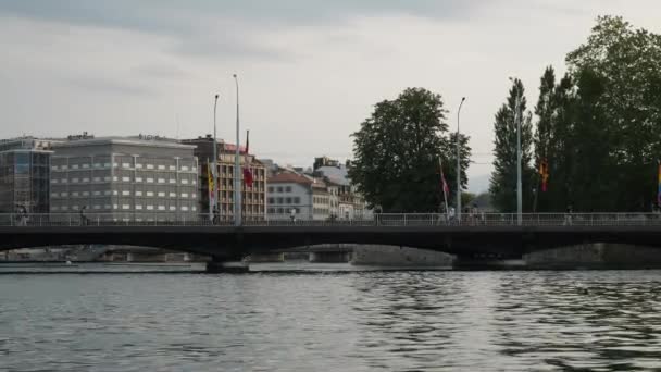 Day Time Footage Geneva City Traffic Panorama Switzerland — 비디오