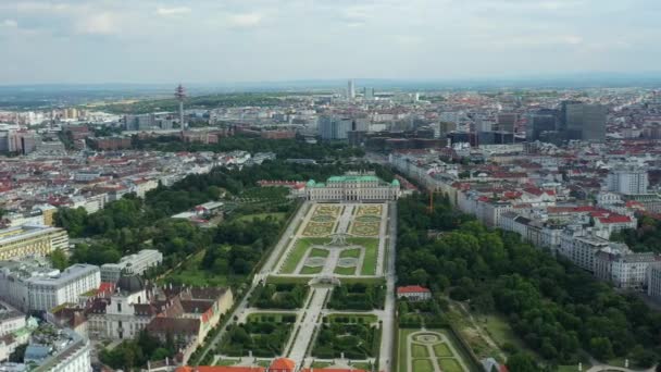 Wiedeń Miasto Dzień Krajobraz Czas Centralne Ulice Panorama Lotnicza Austria — Wideo stockowe