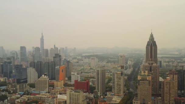Tagesflug Über Der Stadt Nanjing Aus Der Luft Filmmaterial — Stockvideo