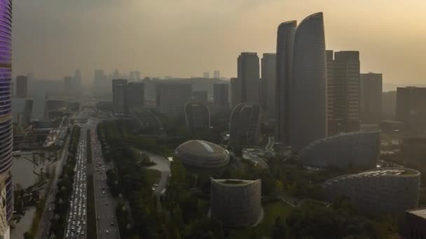 Hora Noite Chengdu Cidade Cidade Cidade Panorama Aéreo China — Vídeo de Stock
