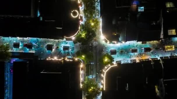 Ночное Время Ханчжоу Центр Движения Воздушных Панорама Timelapse Китай — стоковое видео