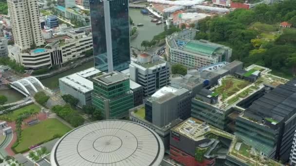 Σιγκαπούρη Εναέρια Πλάνο Πανοραμικό Τοπίο — Αρχείο Βίντεο