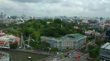 Singapur Şehri Çin Çarşısı Havadan İndirme Trafik Panoraması 4k 