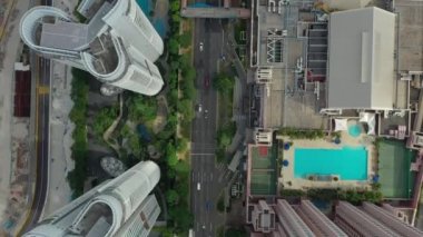 Singapur Şehri Çin Çarşısı Havadan İndirme Trafik Panoraması 4k 