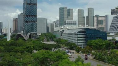 Singapur hava topdown Cityscape Panorama 4k görüntüleri