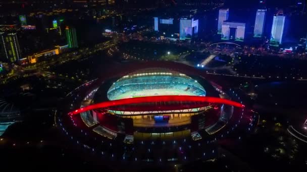 ไนท ไทม ยวบ นเหน อเม Nanjing แสงสว ภาพพาโนรามาทางอากาศ — วีดีโอสต็อก