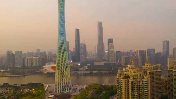 Guangzhou Jan 2019 Torre Telecomunicaciones Guangzhou Canton Guangzhou China Colorante — Vídeos de Stock