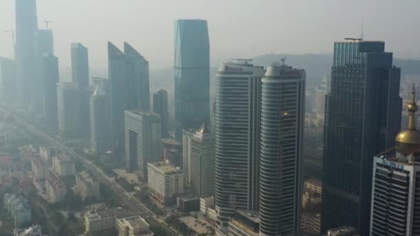 Day Time Qingdao City Downtown Aerial Panorama China — Stock Video