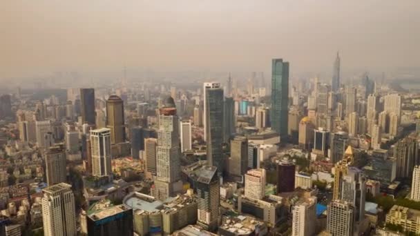 Vuelo Día Sobre Panorama Aéreo Ciudad Nanjing Imágenes — Vídeos de Stock