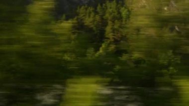 Zürih Şehri güneşli gün treni yol kenarı pencere manzaralı panorama 4k İsviçre