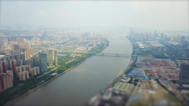 Giorno Guangzhou Paesaggio Urbano Industriale Panorama Aereo Filmati Cina — Video Stock