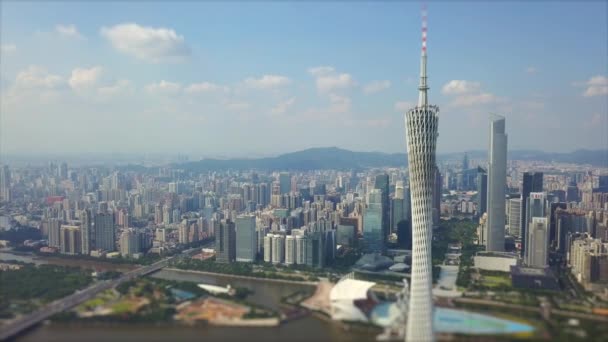 Guangzhou Jan 2019 Kanton Guangzhou Tower Guangzhou China Kleurrijke Dag — Stockvideo