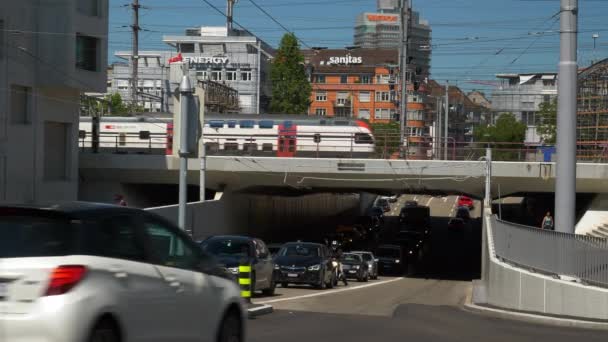 Filmagem Vida Rua Zurique Suíça — Vídeo de Stock