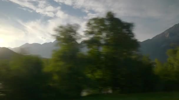 Zurich Città Giornata Sole Treno Viaggio Strada Lato Finestra Vista — Video Stock