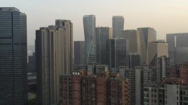 Gündüz vakti hangzhou şehri havacılık panoraması 4k porselen