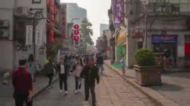 gündüz vakti Changsha şehir merkezi trafik sokağı kavşağı hava zamanı panorama 4k porselen