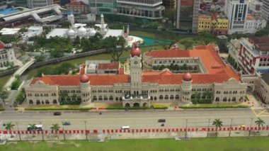 Kuala Lumpur, Malezya - 25 Eylül 2019: güneşli gün kuala lumpur şehir merkezi havacılık panorama 4k dolaylarında 25 Eylül 2018 Kuala lumpur, malezya, Malezya.