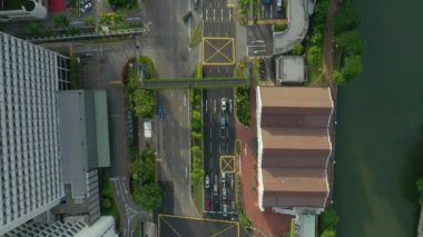 Singapur Şehri Çin Çarşısı Havadan İndirme Trafik Panoraması 4k 