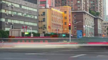 gündüz vakti Changsha şehir merkezi trafik sokağı kavşağı hava zamanı panorama 4k porselen